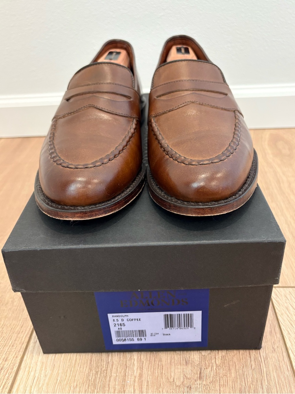 Allen Edmonds Randolph Penny Loafers 8.5 D Coffee Brown Leather 2165